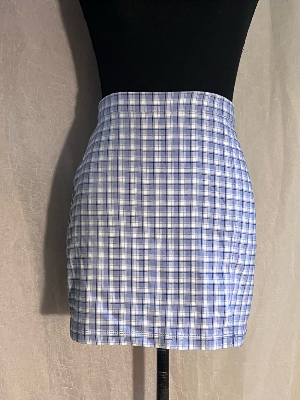 Hollister Blue & white Plaid High-Waist Mini Skirt